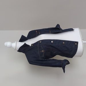 Dark indigo jean jacket with 3/4 sleeves